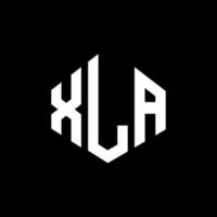 XLA letter logo design with polygon shape. XLA polygon and cube shape logo design. XLA hexagon vector logo template white and black colors. XLA monogram, business and real estate logo.