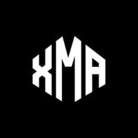 XMA letter logo design with polygon shape. XMA polygon and cube shape logo design. XMA hexagon vector logo template white and black colors. XMA monogram, business and real estate logo.
