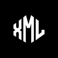XML letter logo design with polygon shape. XML polygon and cube shape logo design. XML hexagon vector logo template white and black colors. XML monogram, business and real estate logo.