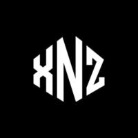 diseño de logotipo de letra xnz con forma de polígono. Diseño de logotipo en forma de cubo y polígono xnz. xnz hexágono vector logo plantilla colores blanco y negro. Monograma xnz, logotipo empresarial y inmobiliario.