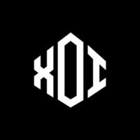 XOI letter logo design with polygon shape. XOI polygon and cube shape logo design. XOI hexagon vector logo template white and black colors. XOI monogram, business and real estate logo.