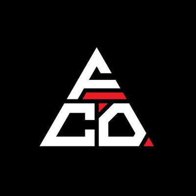 FCO triangle letter logo design with triangle shape. FCO triangle logo design monogram. FCO triangle vector logo template with red color. FCO triangular logo Simple, Elegant, and Luxurious Logo.
