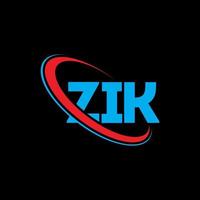 ZIK logo. ZIK letter. ZIK letter logo design. Initials ZIK logo linked with circle and uppercase monogram logo. ZIK typography for technology, business and real estate brand. vector