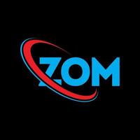 logotipo de zom. letra zom. diseño del logotipo de la letra zom. logotipo de iniciales zom vinculado con círculo y logotipo de monograma en mayúsculas. tipografía zom para tecnología, negocios y marca inmobiliaria. vector