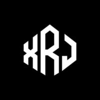 XRJ letter logo design with polygon shape. XRJ polygon and cube shape logo design. XRJ hexagon vector logo template white and black colors. XRJ monogram, business and real estate logo.