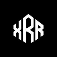 XRR letter logo design with polygon shape. XRR polygon and cube shape logo design. XRR hexagon vector logo template white and black colors. XRR monogram, business and real estate logo.