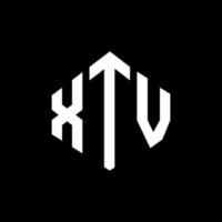 XTV letter logo design with polygon shape. XTV polygon and cube shape logo design. XTV hexagon vector logo template white and black colors. XTV monogram, business and real estate logo.