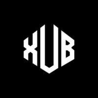 XUB letter logo design with polygon shape. XUB polygon and cube shape logo design. XUB hexagon vector logo template white and black colors. XUB monogram, business and real estate logo.