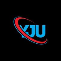 logotipo de yu. carta yju. diseño del logotipo de la letra yju. logotipo de las iniciales yju vinculado con el círculo y el logotipo del monograma en mayúsculas. tipografía yju para tecnología, negocios y marca inmobiliaria. vector
