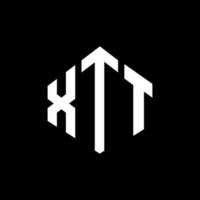 XTT letter logo design with polygon shape. XTT polygon and cube shape logo design. XTT hexagon vector logo template white and black colors. XTT monogram, business and real estate logo.