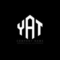 YAT letter logo design with polygon shape. YAT polygon and cube shape logo design. YAT hexagon vector logo template white and black colors. YAT monogram, business and real estate logo.