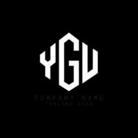 YGU letter logo design with polygon shape. YGU polygon and cube shape logo design. YGU hexagon vector logo template white and black colors. YGU monogram, business and real estate logo.