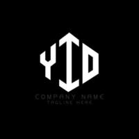 YIO letter logo design with polygon shape. YIO polygon and cube shape logo design. YIO hexagon vector logo template white and black colors. YIO monogram, business and real estate logo.