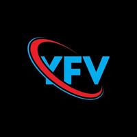 YFV logo. YFV letter. YFV letter logo design. Initials YFV logo linked with circle and uppercase monogram logo. YFV typography for technology, business and real estate brand. vector