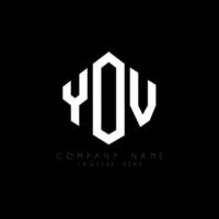 YOV letter logo design with polygon shape. YOV polygon and cube shape logo design. YOV hexagon vector logo template white and black colors. YOV monogram, business and real estate logo.