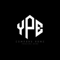 YPE letter logo design with polygon shape. YPE polygon and cube shape logo design. YPE hexagon vector logo template white and black colors. YPE monogram, business and real estate logo.
