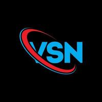 VSN logo. VSN letter. VSN letter logo design. Initials VSN logo linked with circle and uppercase monogram logo. VSN typography for technology, business and real estate brand. vector