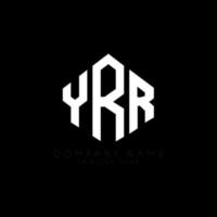 YRR letter logo design with polygon shape. YRR polygon and cube shape logo design. YRR hexagon vector logo template white and black colors. YRR monogram, business and real estate logo.