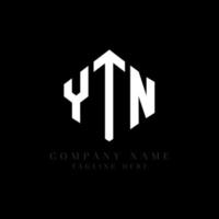 YTN letter logo design with polygon shape. YTN polygon and cube shape logo design. YTN hexagon vector logo template white and black colors. YTN monogram, business and real estate logo.