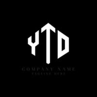 YTO letter logo design with polygon shape. YTO polygon and cube shape logo design. YTO hexagon vector logo template white and black colors. YTO monogram, business and real estate logo.
