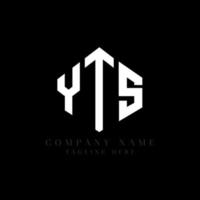 YTS letter logo design with polygon shape. YTS polygon and cube shape logo design. YTS hexagon vector logo template white and black colors. YTS monogram, business and real estate logo.