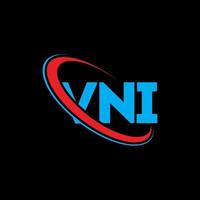 logotipo de vni. carta vni. diseño del logotipo de la letra vni. logotipo de vni iniciales vinculado con círculo y logotipo de monograma en mayúsculas. tipografía vni para tecnología, negocios y marca inmobiliaria. vector