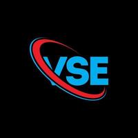 VSE logo. VSE letter. VSE letter logo design. Initials VSE logo linked with circle and uppercase monogram logo. VSE typography for technology, business and real estate brand. vector