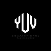 YUV letter logo design with polygon shape. YUV polygon and cube shape logo design. YUV hexagon vector logo template white and black colors. YUV monogram, business and real estate logo.