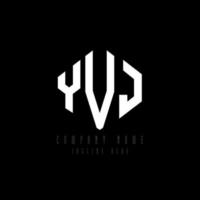 YVJ letter logo design with polygon shape. YVJ polygon and cube shape logo design. YVJ hexagon vector logo template white and black colors. YVJ monogram, business and real estate logo.