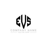 EVS letter logo design with polygon shape. EVS polygon and cube shape logo design. EVS hexagon vector logo template white and black colors. EVS monogram, business and real estate logo.