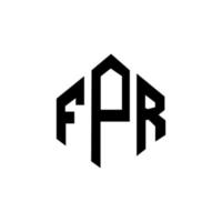 diseño de logotipo de letra fpr con forma de polígono. diseño de logotipo en forma de cubo y polígono fpr. fpr hexágono vector logo plantilla colores blanco y negro. monograma fpr, logotipo empresarial y inmobiliario.