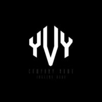 YVY letter logo design with polygon shape. YVY polygon and cube shape logo design. YVY hexagon vector logo template white and black colors. YVY monogram, business and real estate logo.