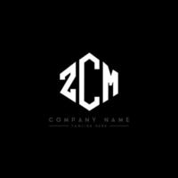 ZCM letter logo design with polygon shape. ZCM polygon and cube shape logo design. ZCM hexagon vector logo template white and black colors. ZCM monogram, business and real estate logo.