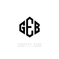 GEB letter logo design with polygon shape. GEB polygon and cube shape logo design. GEB hexagon vector logo template white and black colors. GEB monogram, business and real estate logo.