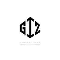 GIZ letter logo design with polygon shape. GIZ polygon and cube shape logo design. GIZ hexagon vector logo template white and black colors. GIZ monogram, business and real estate logo.