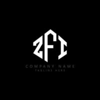 ZFI letter logo design with polygon shape. ZFI polygon and cube shape logo design. ZFI hexagon vector logo template white and black colors. ZFI monogram, business and real estate logo.