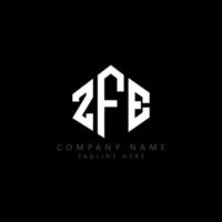 ZFE letter logo design with polygon shape. ZFE polygon and cube shape logo design. ZFE hexagon vector logo template white and black colors. ZFE monogram, business and real estate logo.