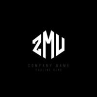 ZMU letter logo design with polygon shape. ZMU polygon and cube shape logo design. ZMU hexagon vector logo template white and black colors. ZMU monogram, business and real estate logo.