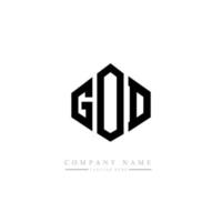 GOD letter logo design with polygon shape. GOD polygon and cube shape logo design. GOD hexagon vector logo template white and black colors. GOD monogram, business and real estate logo.