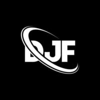 logotipo de DJF. letra dj. diseño del logotipo de la letra djf. Logotipo de iniciales djf vinculado con círculo y logotipo de monograma en mayúsculas. tipografía djf para tecnología, negocios y marca inmobiliaria. vector