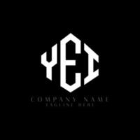 YEI letter logo design with polygon shape. YEI polygon and cube shape logo design. YEI hexagon vector logo template white and black colors. YEI monogram, business and real estate logo.