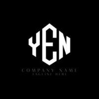 YEN letter logo design with polygon shape. YEN polygon and cube shape logo design. YEN hexagon vector logo template white and black colors. YEN monogram, business and real estate logo.