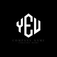 YEU letter logo design with polygon shape. YEU polygon and cube shape logo design. YEU hexagon vector logo template white and black colors. YEU monogram, business and real estate logo.