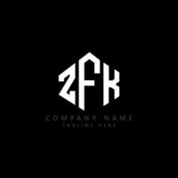 ZFK letter logo design with polygon shape. ZFK polygon and cube shape logo design. ZFK hexagon vector logo template white and black colors. ZFK monogram, business and real estate logo.