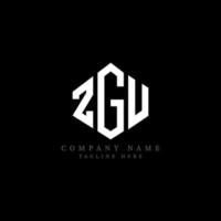 ZGU letter logo design with polygon shape. ZGU polygon and cube shape logo design. ZGU hexagon vector logo template white and black colors. ZGU monogram, business and real estate logo.