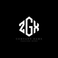 ZGX letter logo design with polygon shape. ZGX polygon and cube shape logo design. ZGX hexagon vector logo template white and black colors. ZGX monogram, business and real estate logo.