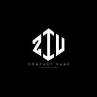 ZIU letter logo design with polygon shape. ZIU polygon and cube shape logo design. ZIU hexagon vector logo template white and black colors. ZIU monogram, business and real estate logo.