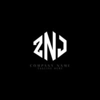 ZNJ letter logo design with polygon shape. ZNJ polygon and cube shape logo design. ZNJ hexagon vector logo template white and black colors. ZNJ monogram, business and real estate logo.