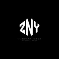 ZNY letter logo design with polygon shape. ZNY polygon and cube shape logo design. ZNY hexagon vector logo template white and black colors. ZNY monogram, business and real estate logo.