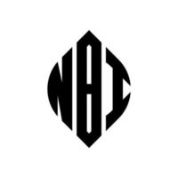 NBI circle letter logo design with circle and ellipse shape. NBI ellipse letters with typographic style. The three initials form a circle logo. NBI Circle Emblem Abstract Monogram Letter Mark Vector. vector